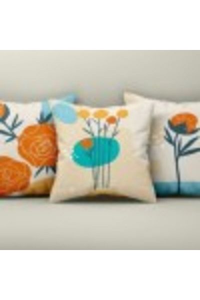 Lenjerii Deosebite Set 3 decorative pillow covers 43x43cm, Floral Abstract