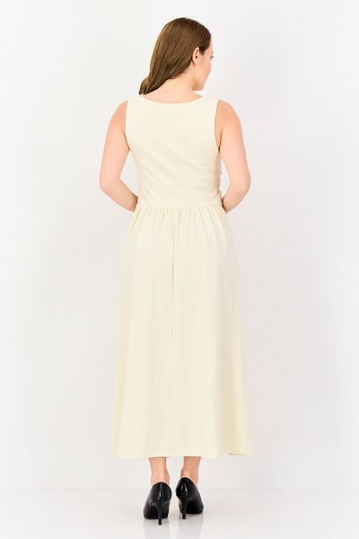 Bebe Women Solid Maxi Dress, Cream