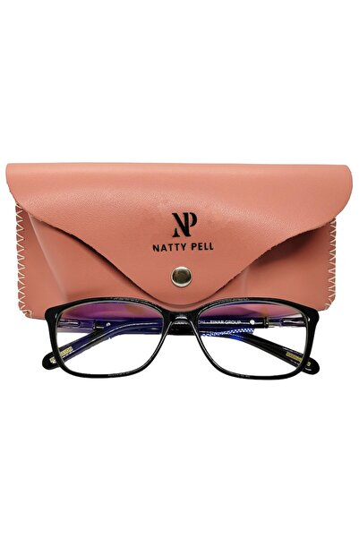 Natty Pell Sunglasses or Eyeglasses Case with Snap Closure, Leather, Pink