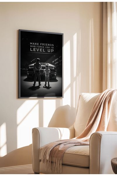 21mxm Motivational Canvas Poster, GT-R Night Drive Art, "Crave Success" Quote, Fuel Your Hustle 2025