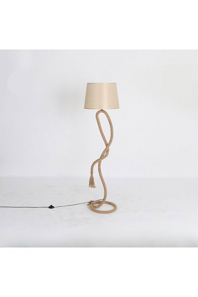 rexa Modern Rope-Design Floor Lamp – Beige Linen Shade, 158 x 35 cm