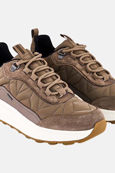 Geox Women D Spherica Actif X2 Lace Up Sneakers Shoes, Taupe