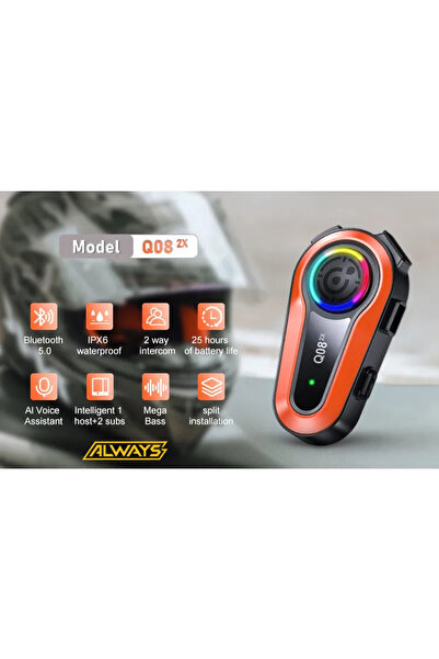 leeways 2 ADET Q08 2X 1000m Telsiz Mesafeli Özellikli 2 Kişi Bağlantılı Bluetooth Kask Kulaklık Ekranlı Fene