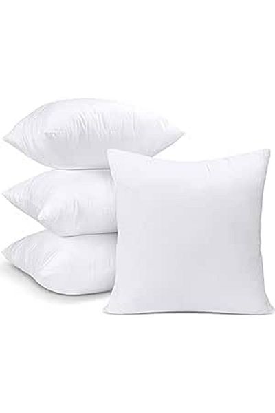 DVLT Sofa Cushions and Throw Pillows Set of 4, White by Develt Hotel Linen, Bed and Sofa (18 x 18)