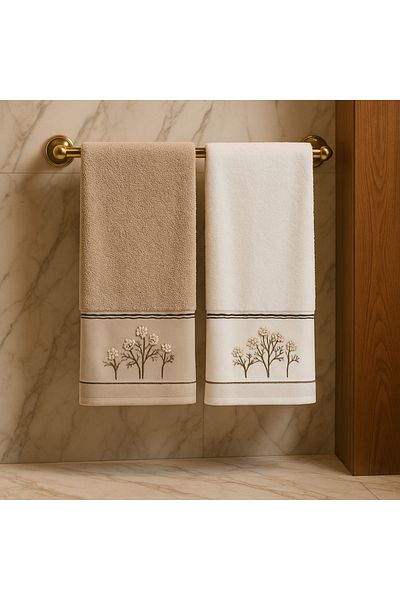 Özdilek Flower Embroidered 2-Piece Towel Set