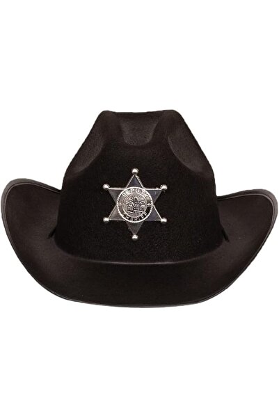 kidspartim Πολυτελές καπέλο Sheriff Cowboy Μαύρο Μικρό 34x24 cm
