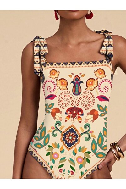 The Casius. Women's One-Piece Swimsuit, Chic Design, Size S, Beige