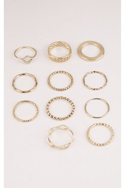 Jack Ferrero Women's Gold Color Non-Fade Ring Set