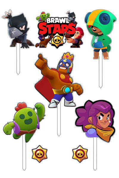 Bloom Atelier Brawl Stars Cake Figurines, Set of 8 Cake Accessories, Cake Decoration Accessories, Cake Decorations