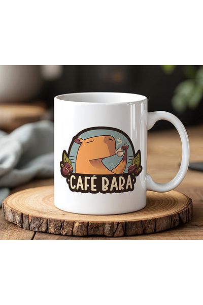 BB TRADE Cafebara Designed White Ceramic Printed Mug 330ml