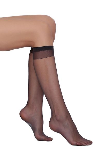 Daymod Women's Smoked Lady Fity 15 Thin Shiny Toeless Knee High Socks Pack of 6