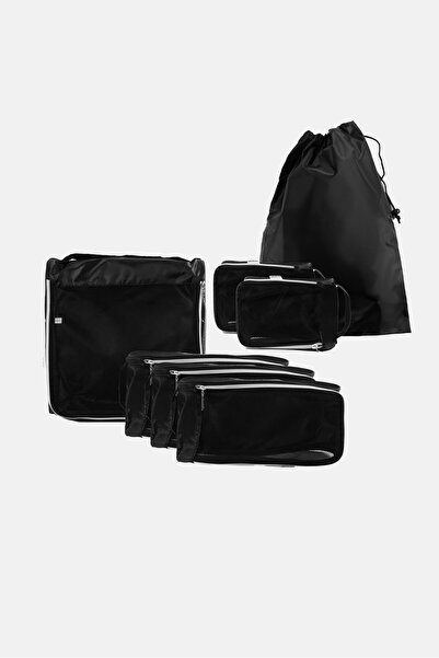 Luxe + Willow مجموعة مكعبات التعبئة القابلة للطي، 7 قطع، لون أسود