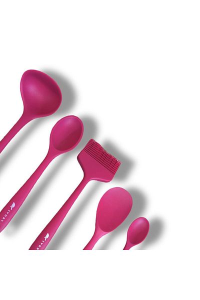 Gead Blackseries5 Premium Silicone Spoon & Sauce Brush & Ladle Pink