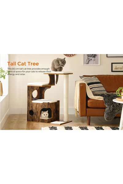feandrea Cat Play Set, Furniture Type, Mdf, With 3 Cushions, 66x40x86cm, Brown