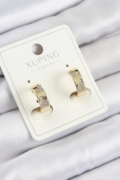 Clariss Xuping Zircon Stone Patterned Hoop Model Gold Color Women's Earrings