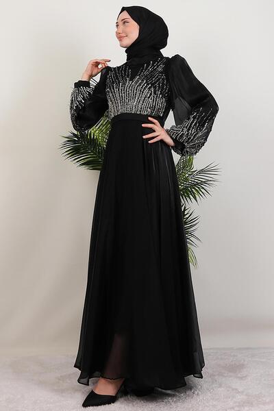 giz astore Aven Taşlı Abiye Siyah