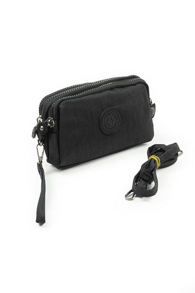 İMAKS Crinkle/Clinkir Waterproof 3 Zippered Shoulder Strap Mobile Phone Carrying Bag Wallet Black 3031