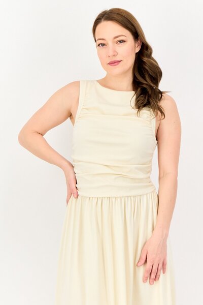 Bebe Women Solid Maxi Dress, Cream