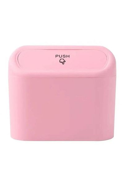 Miu Auto Vehicle Trash Can Spring Loaded Lid Liquid Proof Garbage Bucket Pink Color