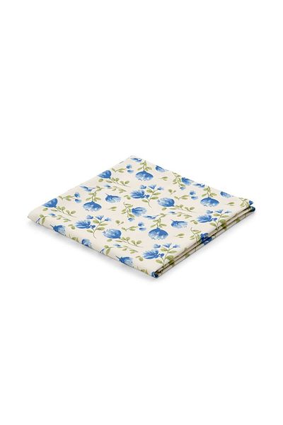 Tchibo Floral Print Table Cloth 90 x 90 cm, Off White/Blue/Green