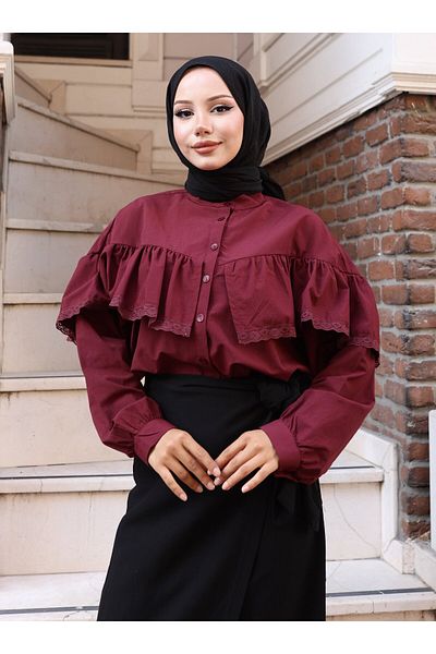 VAV Lace Shirt - Burgundy - Vav