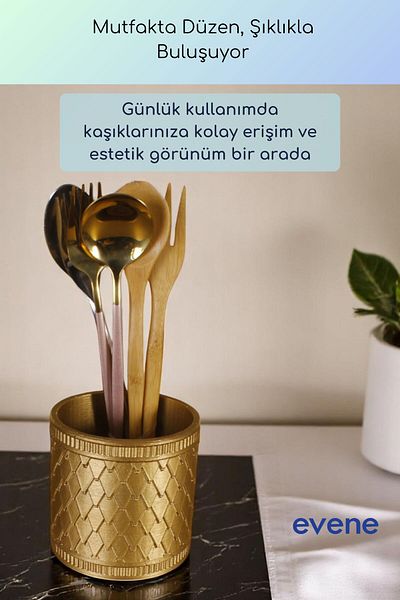 Evene Suport pentru tacâmuri de blat Suport decorativ pentru tacâmuri vertical Cilindru Suport pentru tacâmuri Culoare aurie Model 87