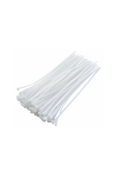 OEM Set of 100 plastic cable ties, 3 x 200mm, self-locking, collar type, for fixing and binding, white