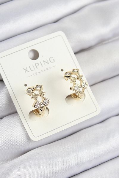 Clariss أقراط نسائية من Xuping Zircon Stone Baklava موديل ذهبي اللون