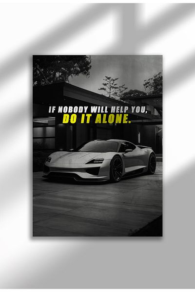 21mxm Frameless Motivational Wall Poster, Supercar Art, "Stop Until Proud" Quote, Fast Mindset 2025