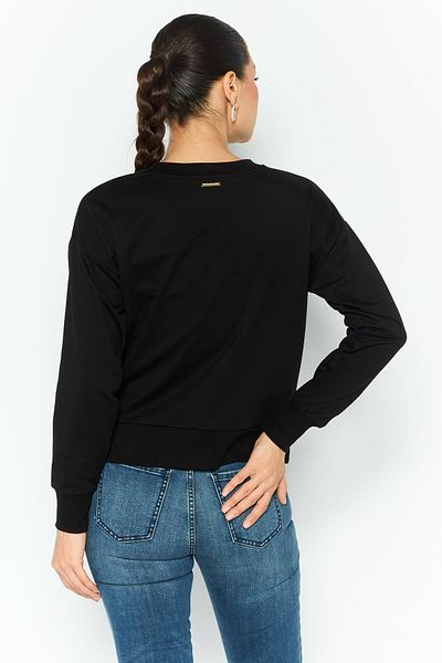Michael Kors Women Crew Neck Long Sleeve Plain Sweatshirt, Black