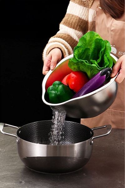 Qerhome Multipurpose Rice Fruit Pasta Vegetable Strainer Stainless Steel Strainer Silver