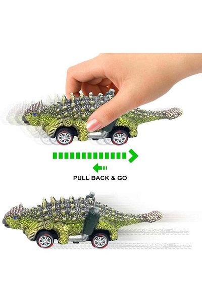 KidProtect Set of 6 Dinosaur Toy Cars for Children, KidProtect Jurassic Speeders, 3 years+