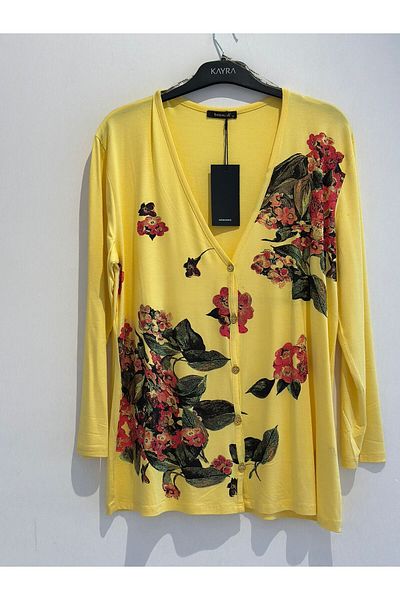 FUAT GÜRSEN Cardigan din bumbac pieptănat cu modele florale
