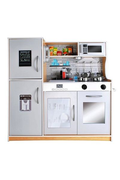 OEM Set bucatarie completa interactiva din lemn pentru copii, inaltime 80 cm, chiuveta, plita, cuptor, d