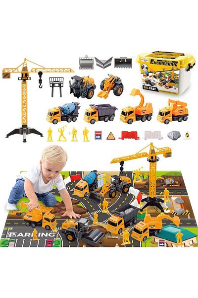 KidProtect Busy Builders Children's Construction Set, Yellow