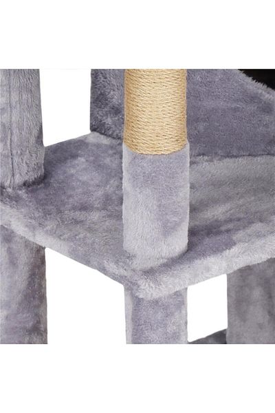 SERSIMO Cat play set, with scratching post, hiding place, bed, ball, 124cm, gray