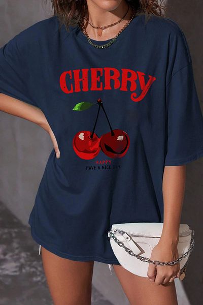 uyguntarz Unisex Happy Cherry Design T-Shirt
