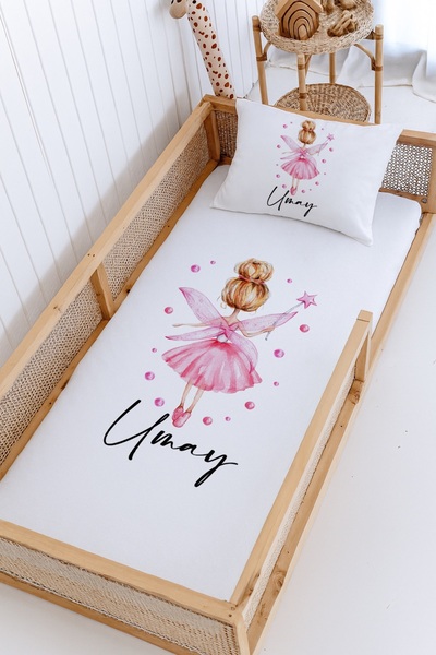 Lilabio %100 Pamuk İsme Özel Montessori Yatak Pike Seti 100x200 Melek