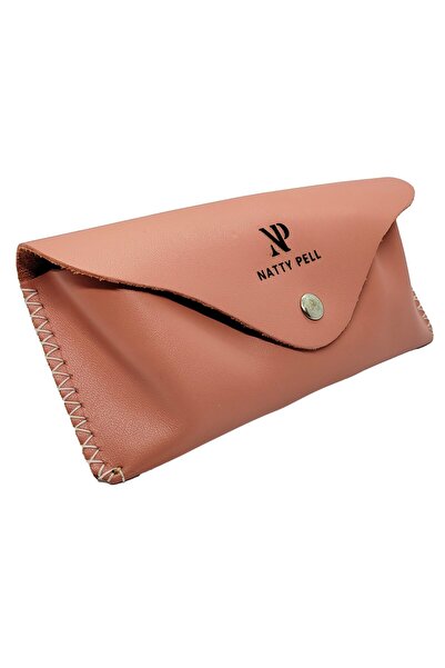 Natty Pell Sunglasses or Eyeglasses Case with Snap Closure, Leather, Pink