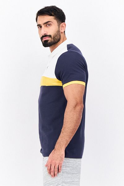 Puma Men Slim Fit Brand Logo Short Sleeves Outdoor Polo Shirt, Navy Combo