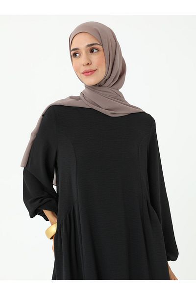 Refka Χαλαρό φόρεμα Aerobin Hijab με λεπτομέρεια με κορδόνια - Μαύρο - Refka