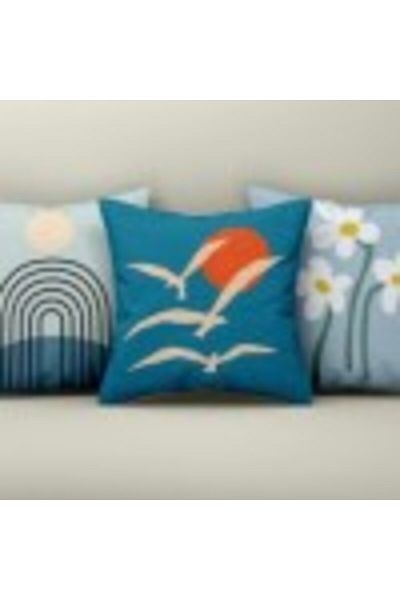 Lenjerii Deosebite Set 3 fete perna decorative 43x43cm, Pescarusi si flori