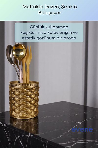 Evene Suport pentru tacâmuri de blat Suport decorativ pentru tacâmuri vertical Cilindru Suport pentru tacâmuri Culoare aurie antică Model 85