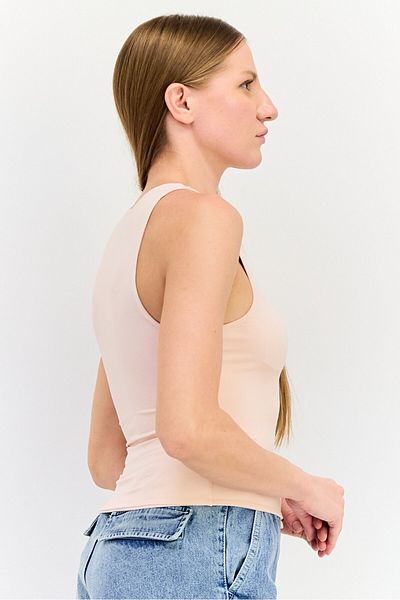 Kathy Ireland Women Crew Neck Sleeveless Solid Tank Top, Light Pink
