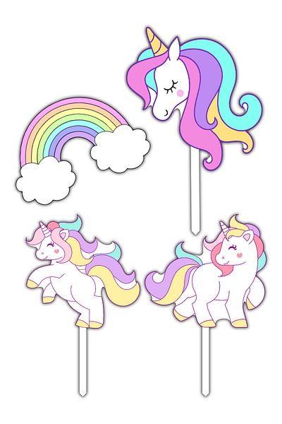 Bloom Atelier Unicorn Cake Topper, Set of 4 Cake Accessories, Cake Decoration Accessories, Cake Decorations