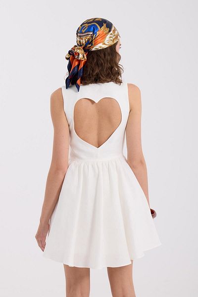 NOK İSTANBUL Back to Love 100% Linen Mini Dress White