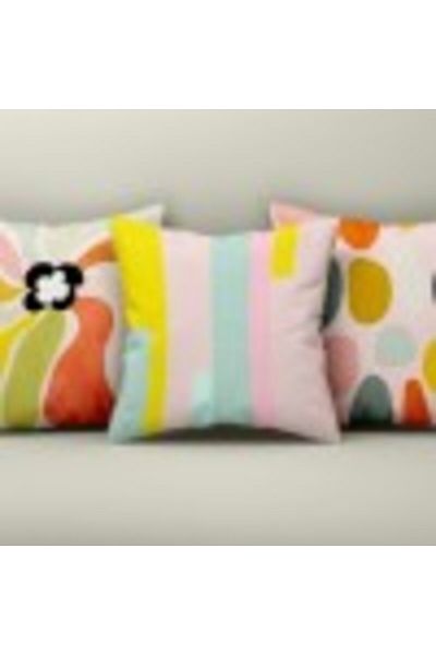 Lenjerii Deosebite Set 3 fete perna decorative 43x43cm, Model Abstract Colorat