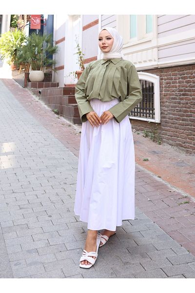 VAV Short Pleated Shirt - Khaki - Vav