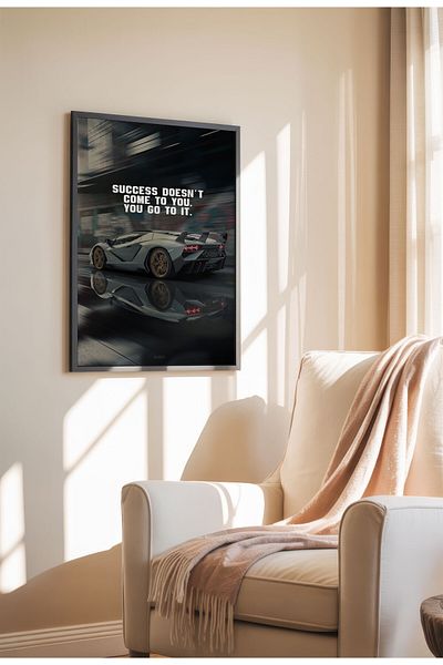 21mxm Motivational Canvas Poster, GT-R Night Drive Art, "Crave Success" Quote, Fuel Your Hustle 2025