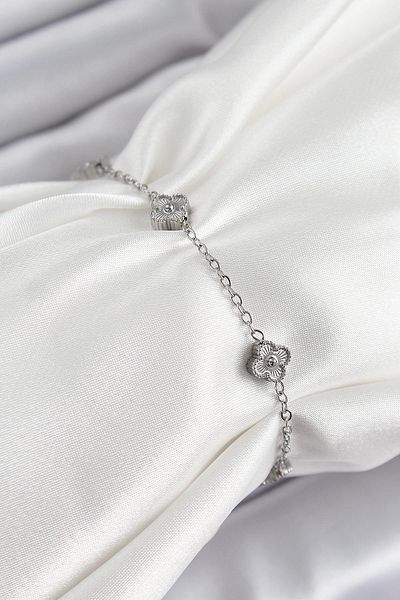 NETWORK ART Bfs 316L Steel Clover Model Silver Color Women's Bracelet